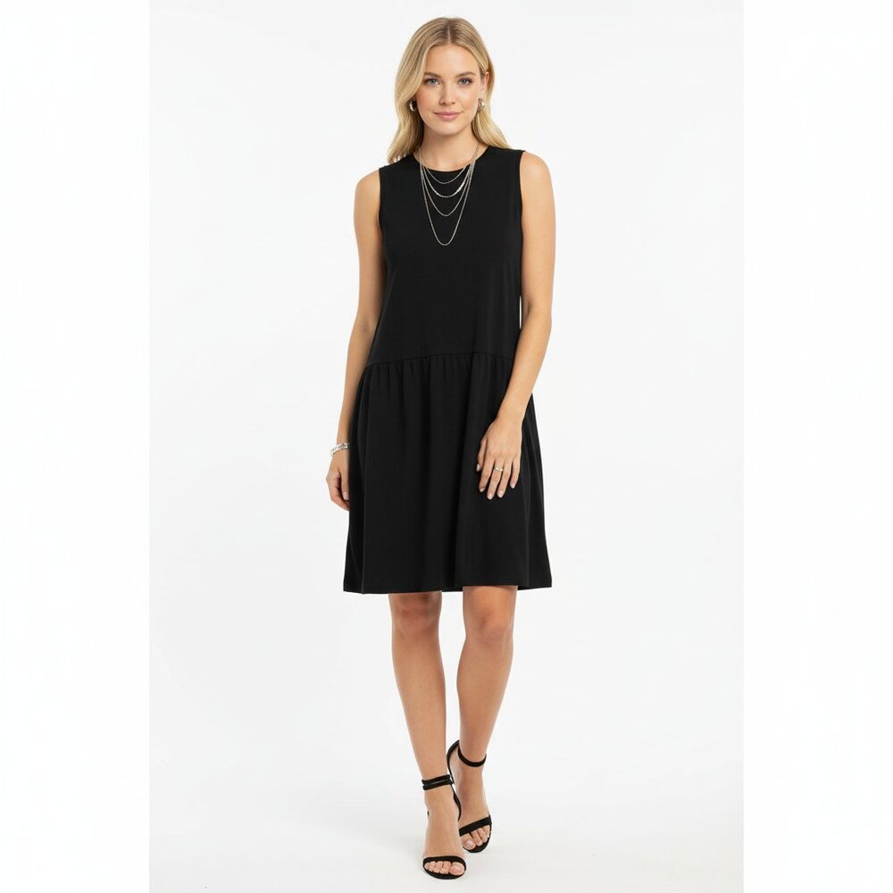 Eileen Fisher‎ Black Sleeveless Drop Waist  Mini Dress M
